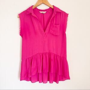 Rebecca Taylor | Pink Sleeveless Peplum Blouse